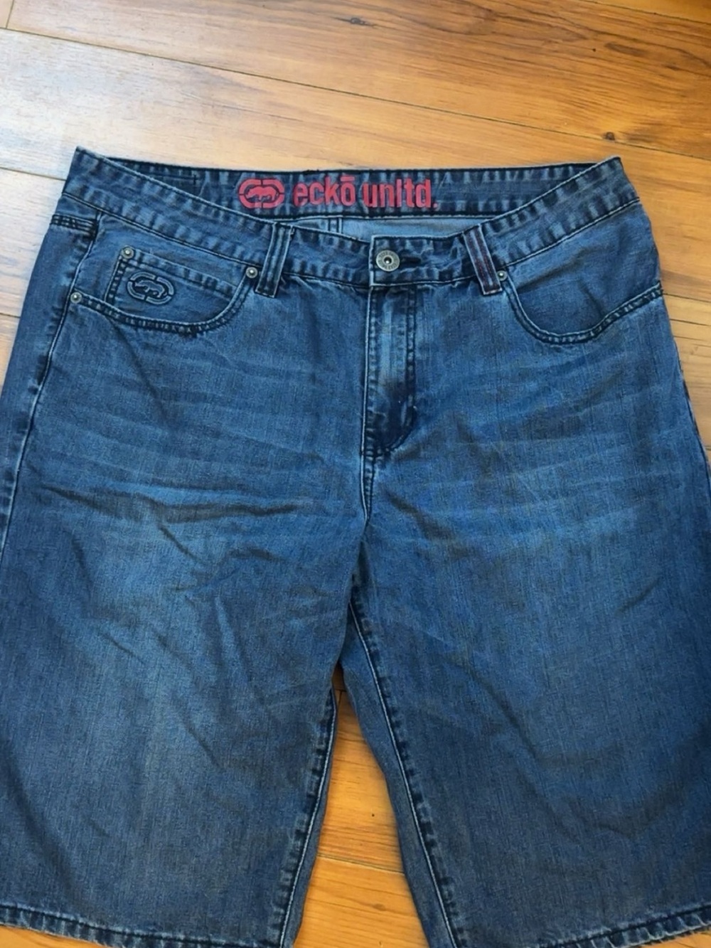 Ecko Unlimited Men's Dark Blue Relaxed Denim Shorts